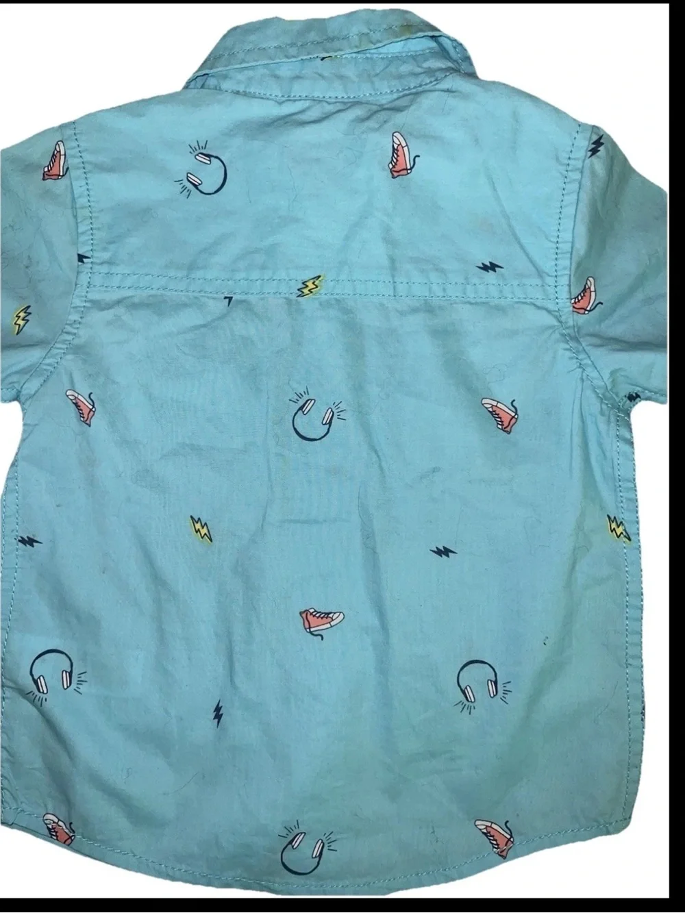 OshKosh B'gosh NWT Boys Short Sleeve Doodle Button Front Shirt 2T Blue